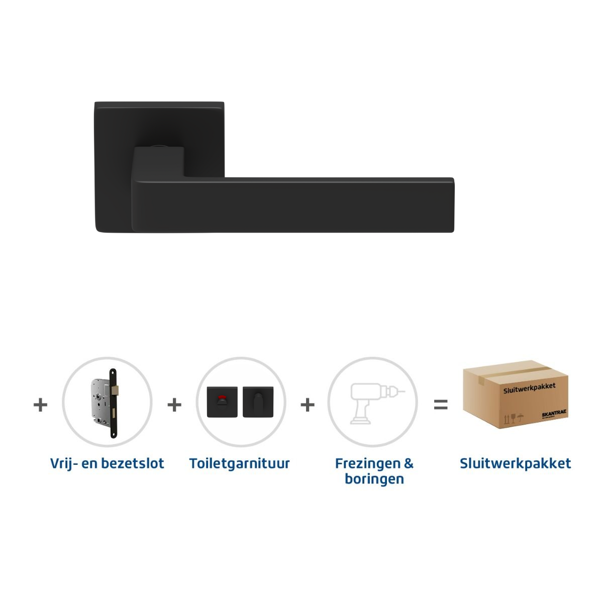Sluitwerkpakketten met Deurkruk Quadrate 28 Regular Zwart